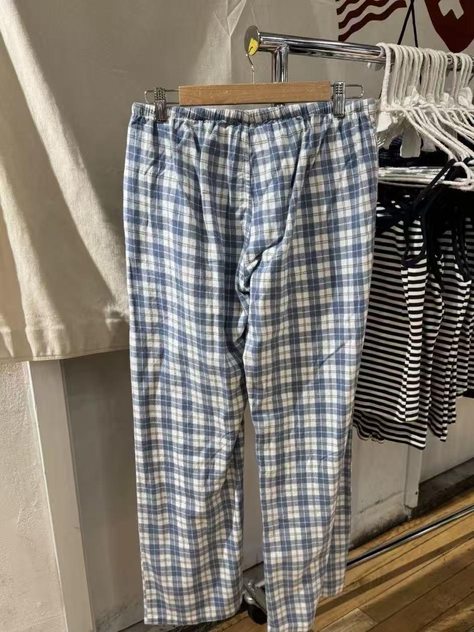 

Ouyang Nana Plaid Elastic Waist Drawstring Wide-Leg Pants - Casual Loose Fit for Women One Size