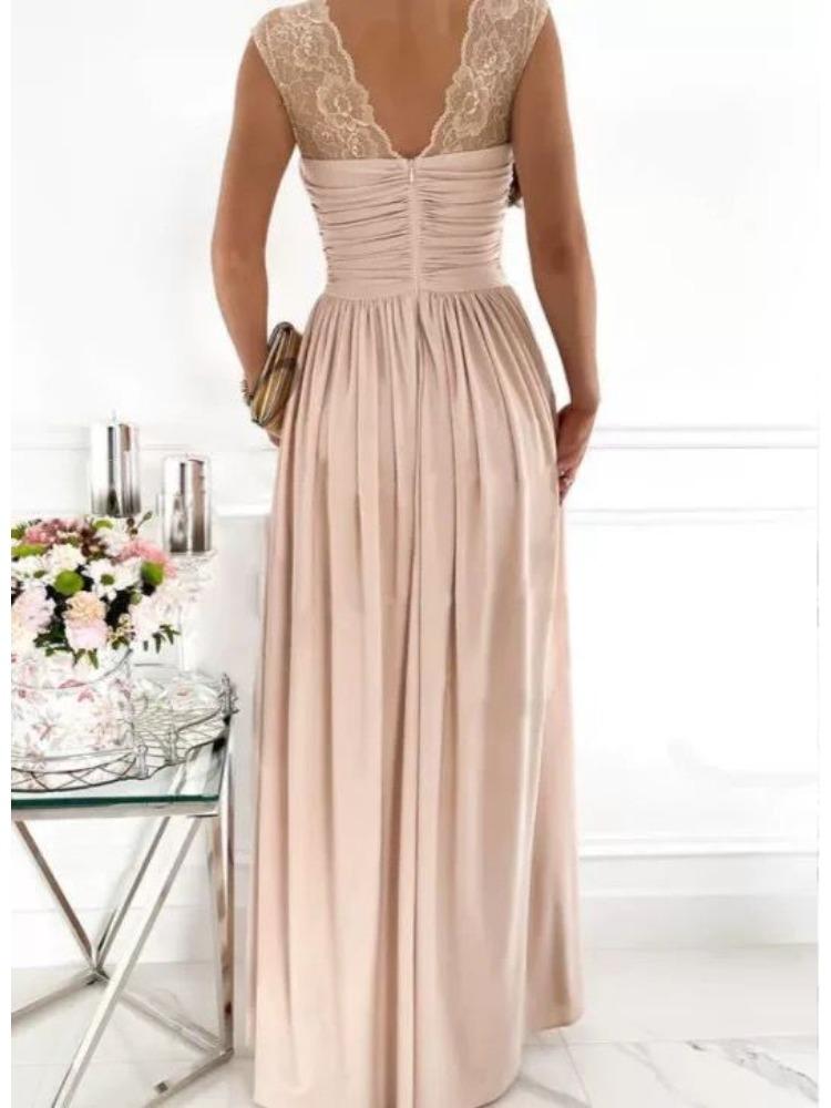 Sleeveless Lace Backless Slit Hem Women Dress Comfortable Lightweight High Recognition Elegant Style Slimming Flattering Fit