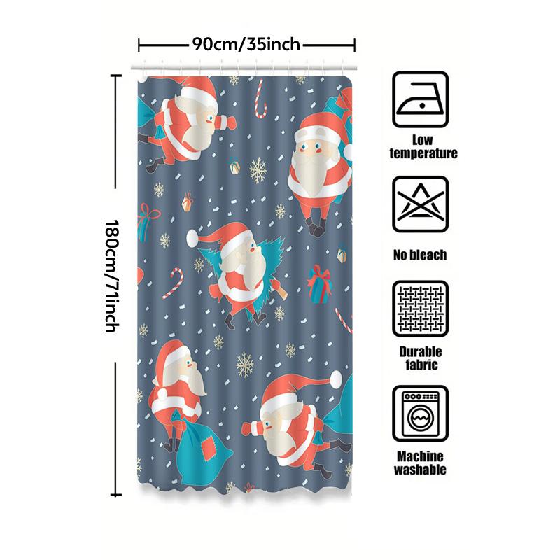 Tu Christmas Shower Curtain Santa Claus Festive Holiday Bathroom Decor Waterproof Holiday Decor Festive Xmas Pattern Washable Sh