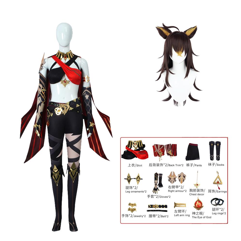 

Dehya Sumeru Cosplay Costumes Game Cos Wig Аніме Halloween Uniform Party Halloween Carnival Role Play Outfit XXXL-(Full set+wig)