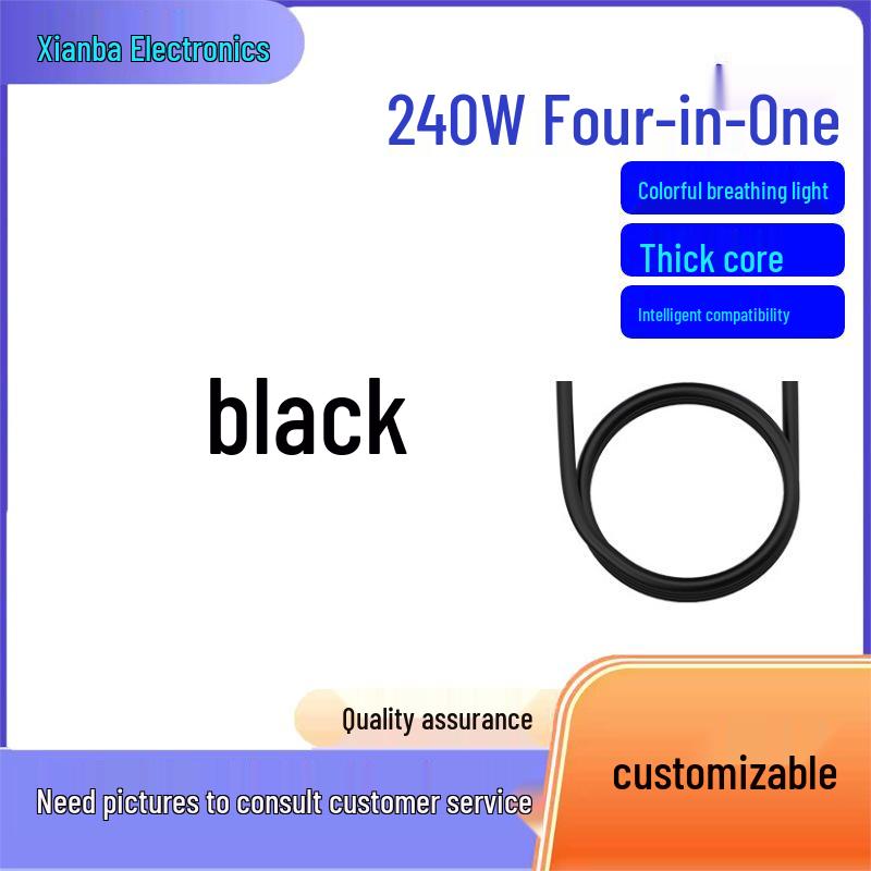 240W 4-in-1 Wireless Phone Charging Cable Compatible with Apple, Featuring Colorful LED Lights