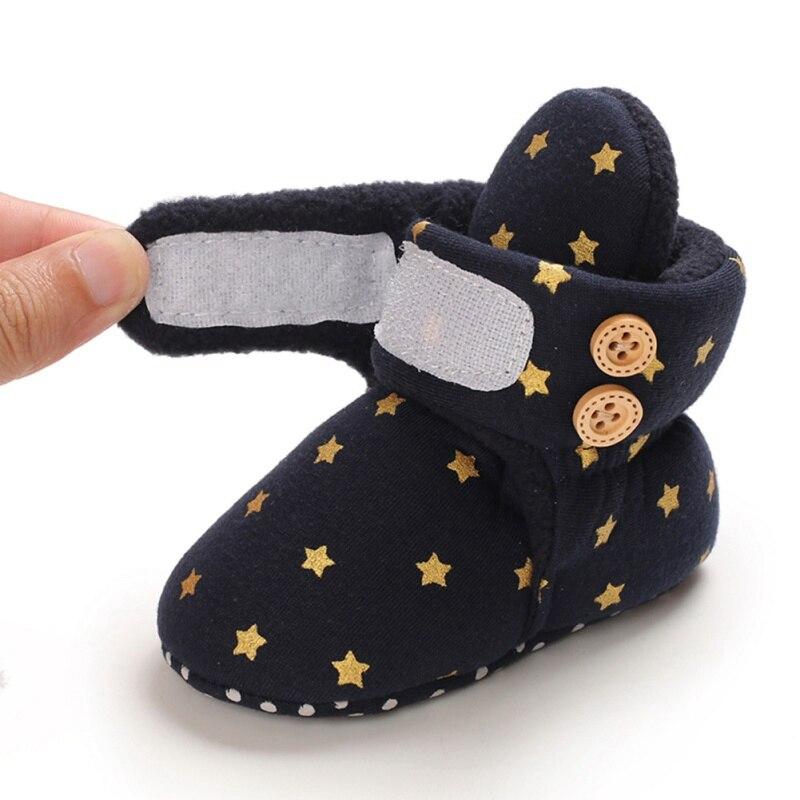 Cute Star Print Prewalkers Booties Winter Soft Anti-slip Warm Newborn Infant Crib Shoes Moccasins