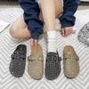 Women's Mules Flat Sole Rhinestones Cover Toe One Kick Women's Slippers Dress Retro Spring Autumn Zapatillas De Mujer