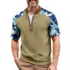 Men's Summer Camouflage Color Casual T-shirt Sports Breathable Zipper Collar Top