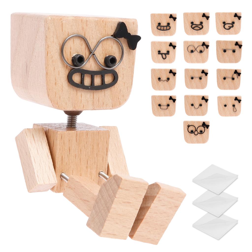 Shaking Wooden Man Figurine Handmade Shaking Man Statue Cute Little Wooden Statue That Sways Shaking Feet Wooden Doll for Office