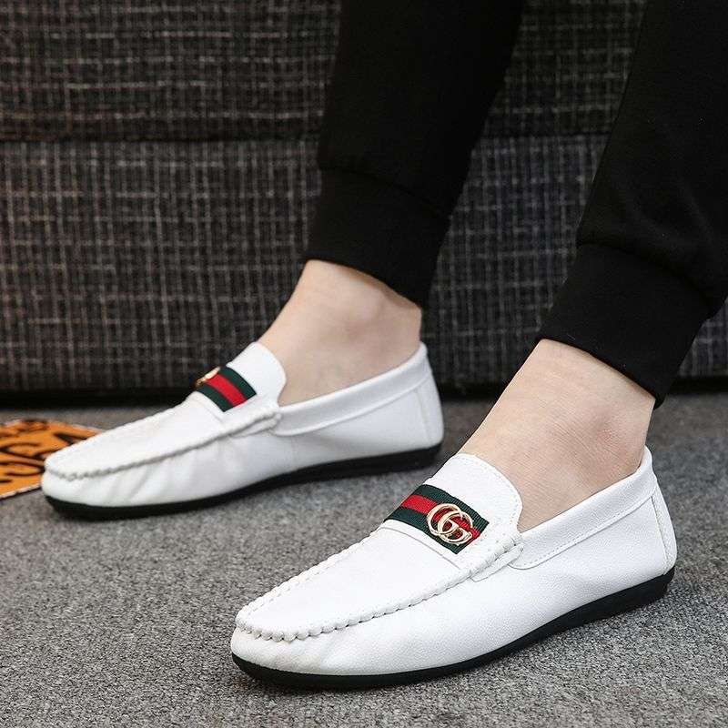 Doudou shoes men's new casual leather shoes men's breathable soft leather lazy shoes student pedal men's shoes driving shoes