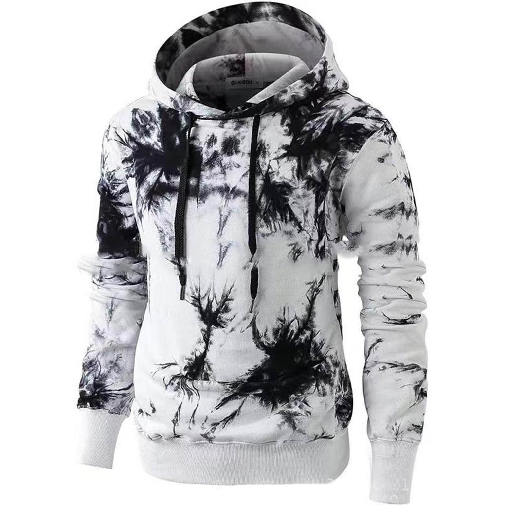Men Pullover 3D Tie Dye Print Sweatshirt Couples Hooded Long Sleeve Women Plus Size Loose Hoodie