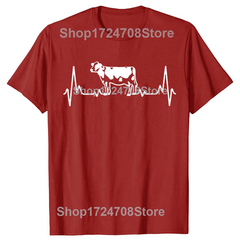

Funny Heartbeat of Cows T Shirts Graphic Cotton Streetwear Short Sleeve ONeck Harajuku Farmer Farming Tshirt Mens S
