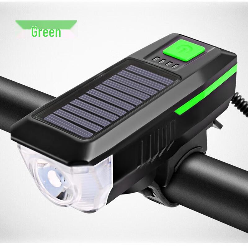 LISHI Solar USB Rechargeable Bicycle Headlight with Horn 12x10.5x4.5cm