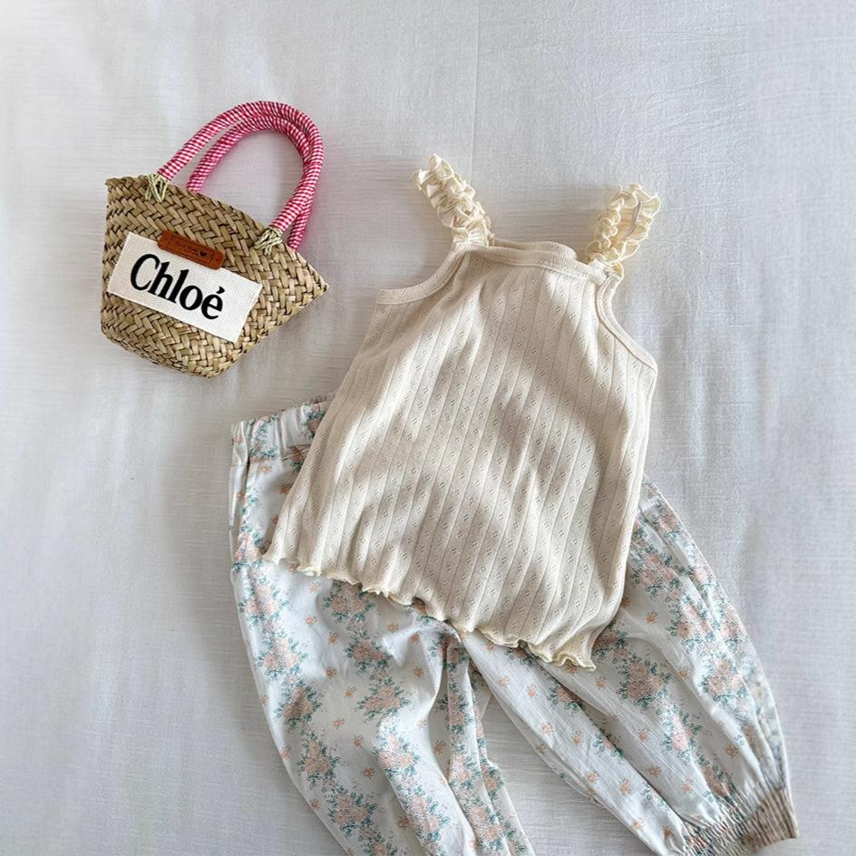 Débardeur pour filles Collection Été Enfants Coréen Polyvalent et Mignon Débardeur à Rayures Pit Fil Coloré