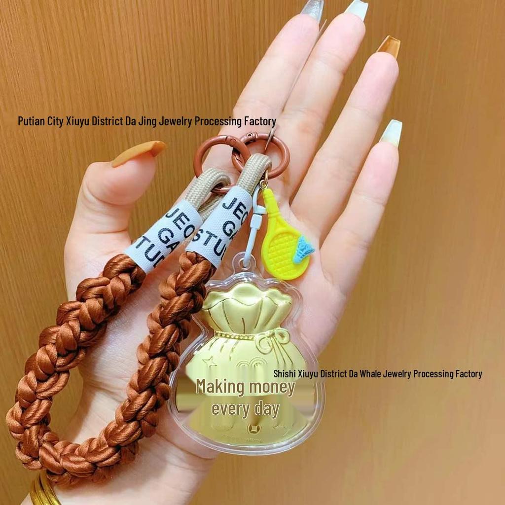 999 Fine Gold Lucky Bag Keychain Pendant & Phone Lanyard Gift