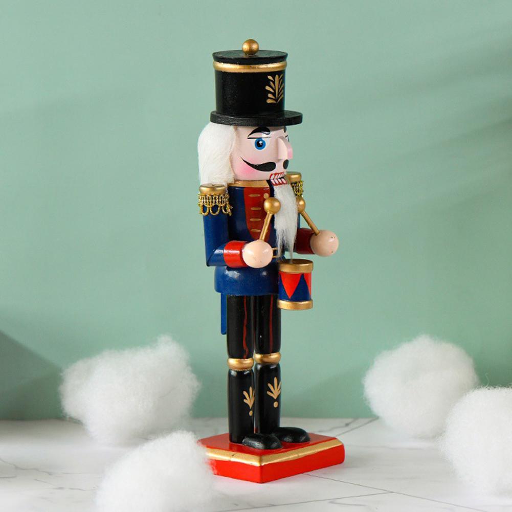 25cm Wooden Nutcracker Soldier Ornament Handmade Standing Nutcracker Ornament Christmas Nutcracker Figurine for Christmas Gift