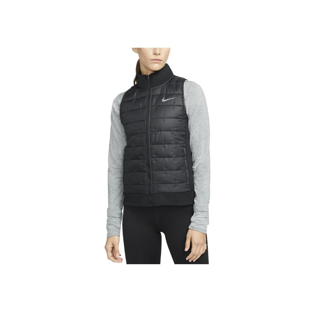 Nike Solid Color Logo Print Stand Collar Zipper Casual Sleeveless Vest Women Vests Black DD6085-010