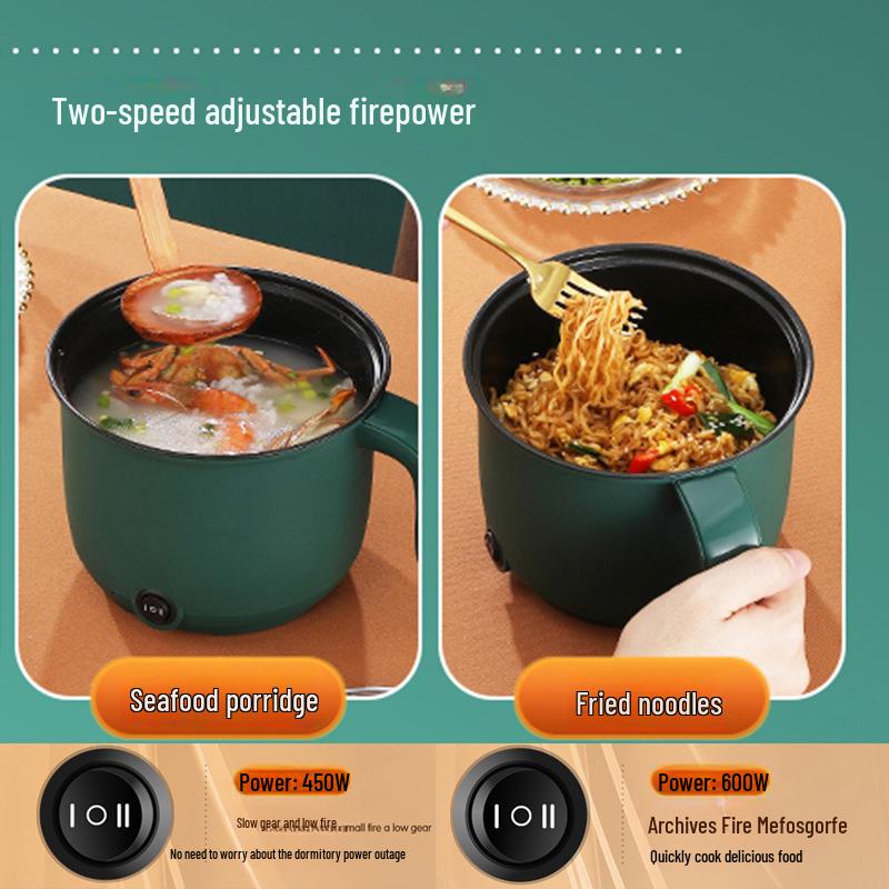 Kompakt Çok Fonksiyonlu Elektrikli Noodle Pişirici: Yapışmaz Tava & Yurtlar İçin Paslanmaz Çelik Sıcak Tencere
