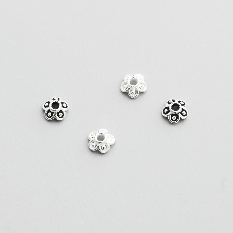 S925 Sterling Silver Thai Filigree Flower Bead Caps for DIY Handmade Bracelets