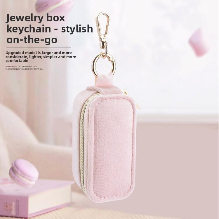 Novelty Hanging Keychain Jewelry Box With Velvet Storage For Travel And Gift