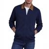 Mens Solid Color Waffle Knit Collar Jacket Casual Loose Fit Baseball Style Outerwear