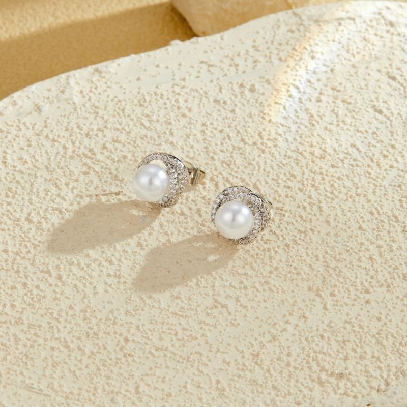 New Fashion Shiny Zirconia Inlaid Rose-shaped Stud Earrings Women's Trend Luxury Copper Earrings Birthday Party Jewellery Gifts