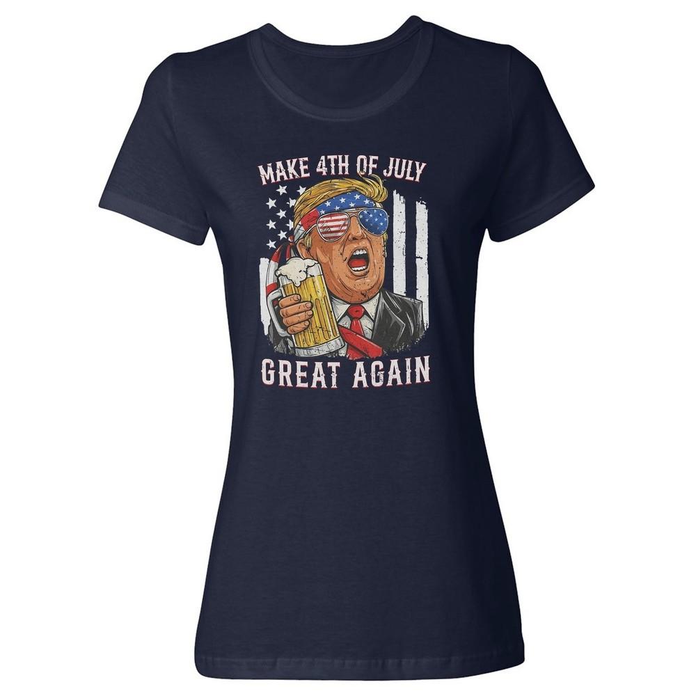 Make 4th of July Great Again - President 47 Beer Ladies  Crewneck T-Shirt Unisex T-Shirt M