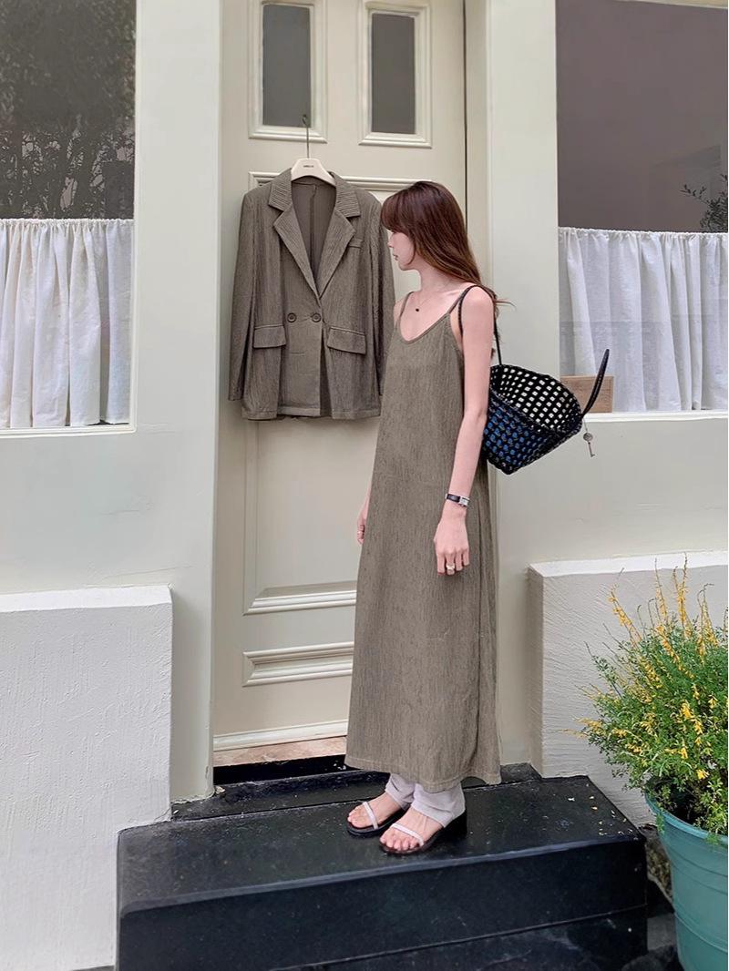 

Women s Satin Slip Dress & High-End Suit Set - U-Neck, Slimming, Versatile S [80-120 cm]