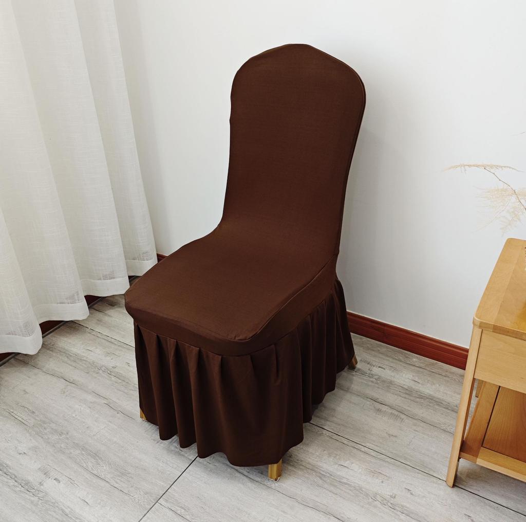 Universal Elastic White Skirt Chair Cover for Weddings & Banquets