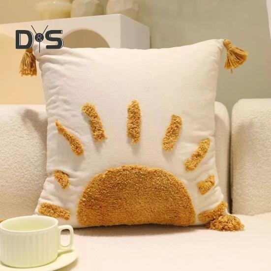 Vyšívaný povlak na polštář Všívaný povlak na polštářek se střapci Bavlněný lněný ozdobný povlak na polštář do auta na rozkládací pohovku