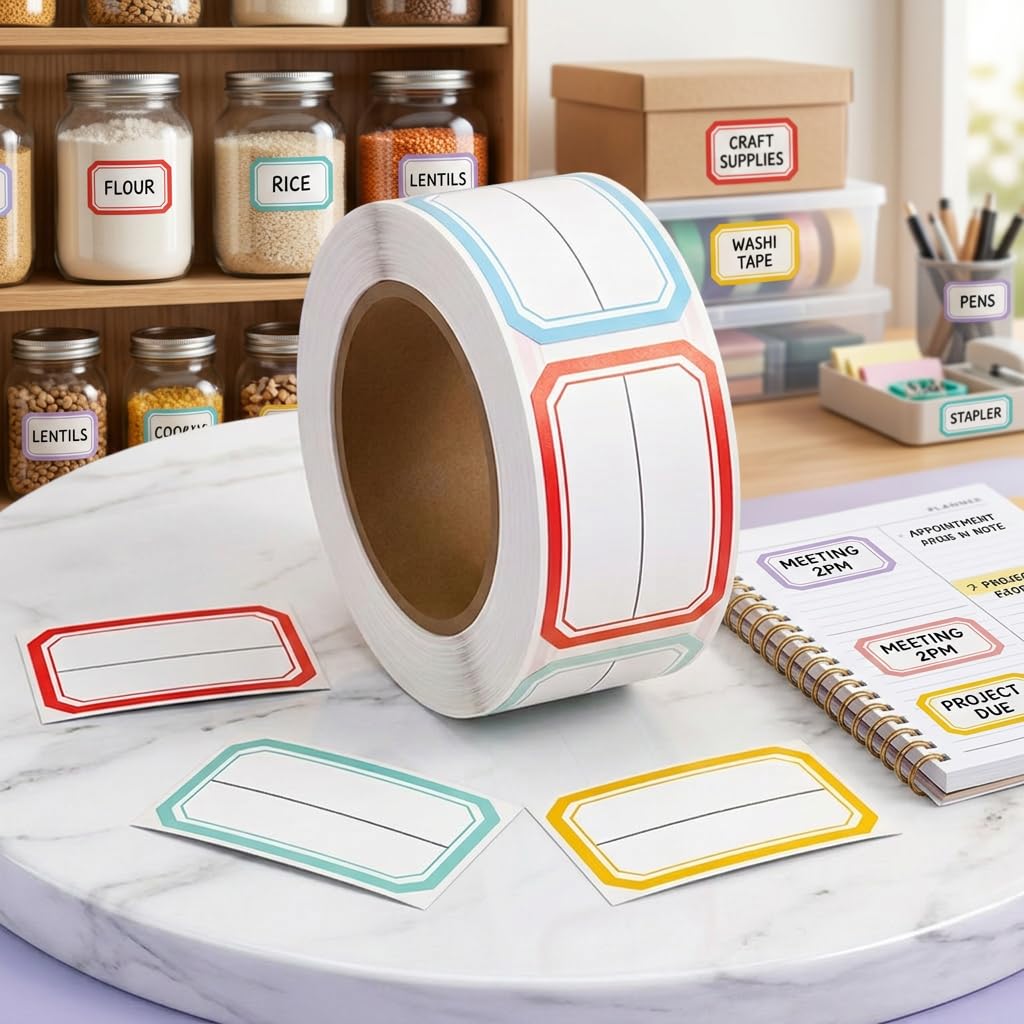 500 Pcs Premium Removable Freezer Labels - No Residue, Reusable & Waterproof | Perfect for Food Storage Containers, Mason Jars, Freezer Bags & Cold