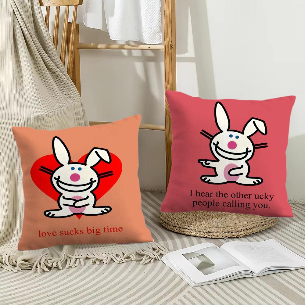 Cute Rabbit Cushion Cover Soft Plush Throw Pillow Cover | Double-Sided Decorative Cushion Case | Sofa Bedroom Home Decor