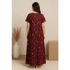 Maroon Beautiful Lightweight Maxi Nighty Women Daily Wear Cotton Night Gown Set