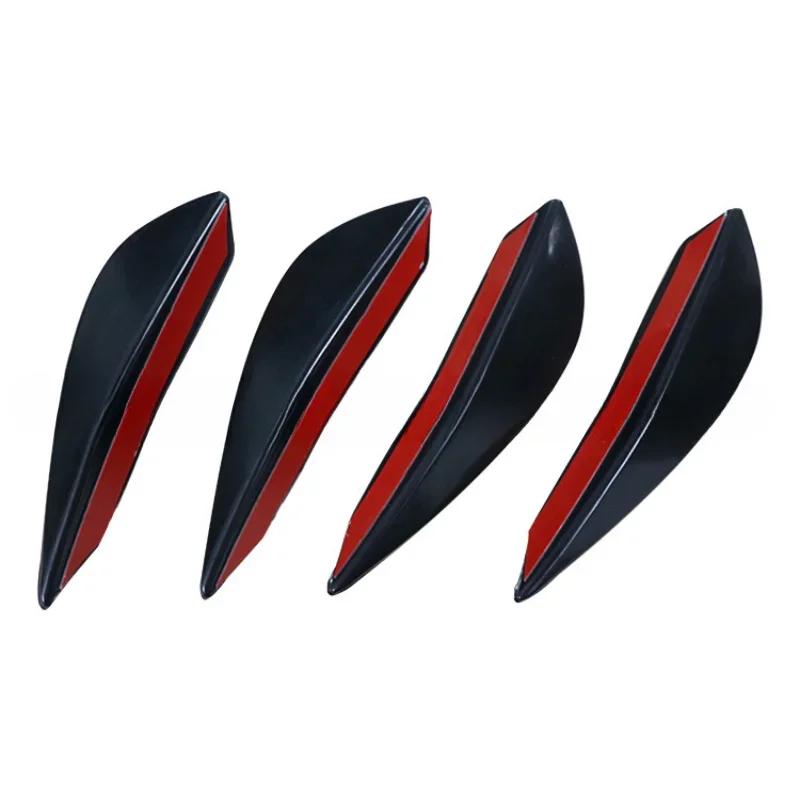 4PCS Car Modified Universal Wind Knife Pvc Material Bumper Anticollision Glue Crescent Spoiler Front Bumper Surround Decoration