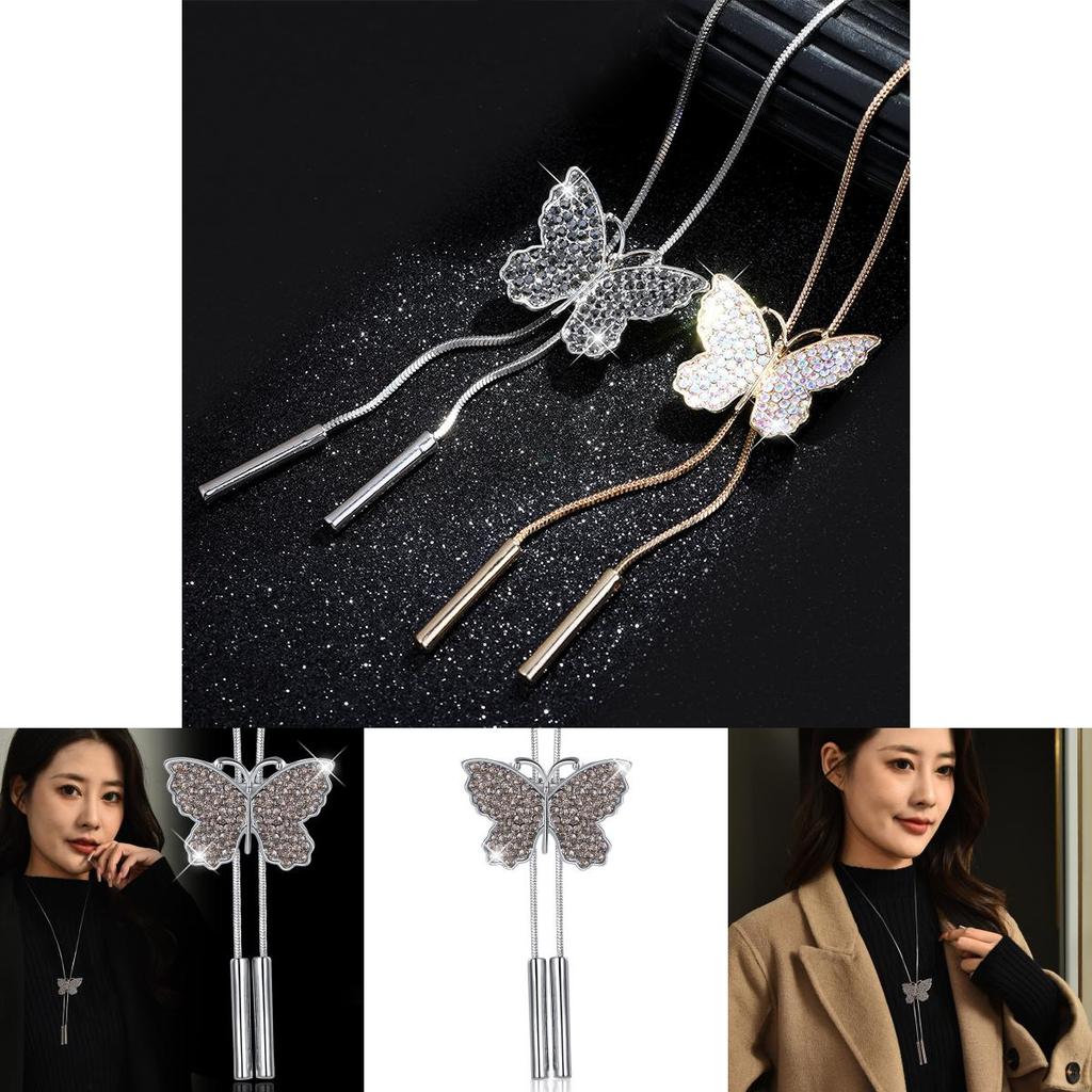 Elegant Butterfly Necklace For Women Long Fashion Sweater Chain Vintage Accessory