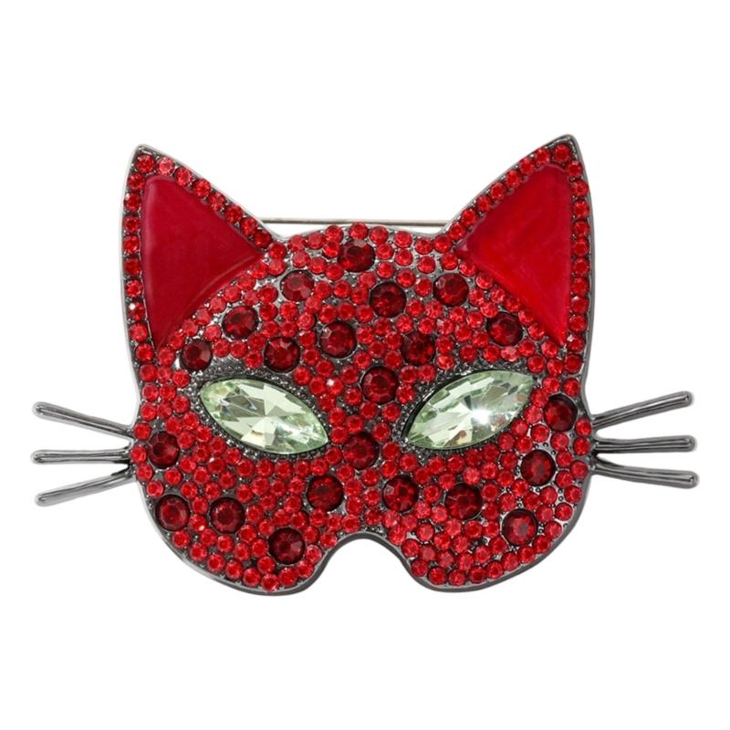 Vintage Cats Head Brooch With Sparkling Rhinestones Elegant Retro Design Accessory For Jackets Coats And Dresses