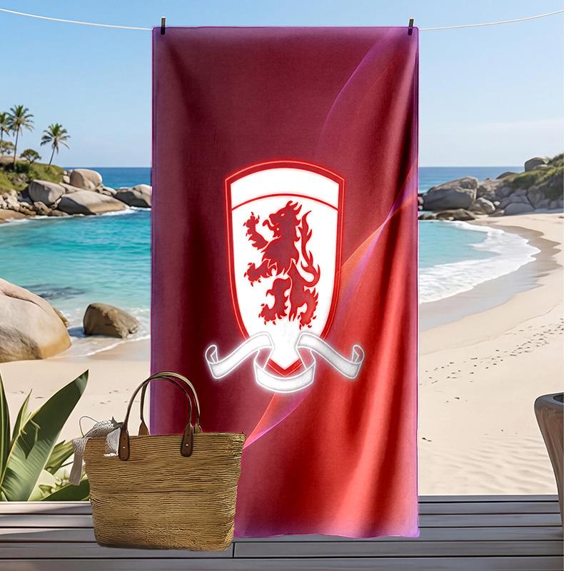 Middlesbrough Fußball Druck Strandtuch, Großes Weiches Schnelltrocknendes Handtuch für Strand Camping Schwimmen