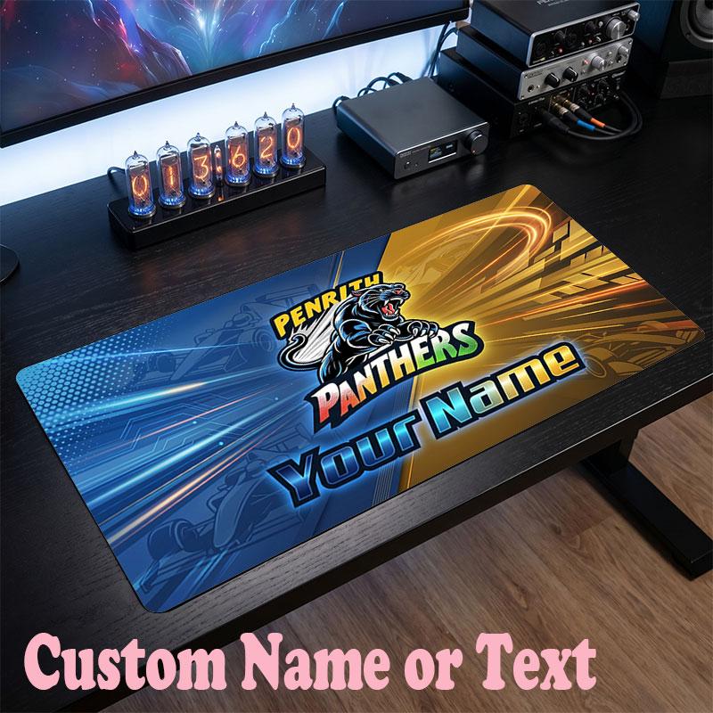 Penrith Panthers Customized Name Text Mouse Pad, Large Desk Mouse Mat Personalized Home Office Present