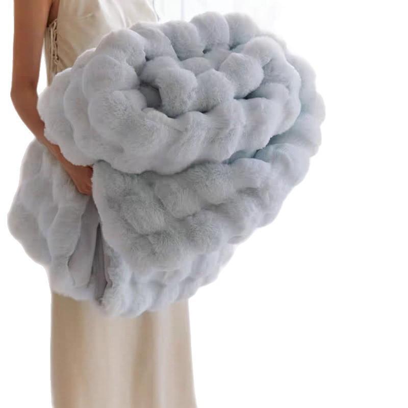 Plush Faux Rabbit Fur Blanket Sofa Bed Office Winter Warm Throw Soft Cozy Lap