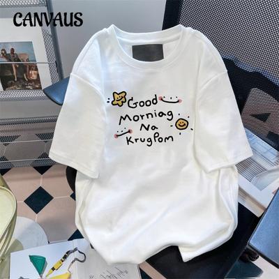 Blusa Estiva da Donna Ampia Casual con Stampa Nuova a Maniche Corte