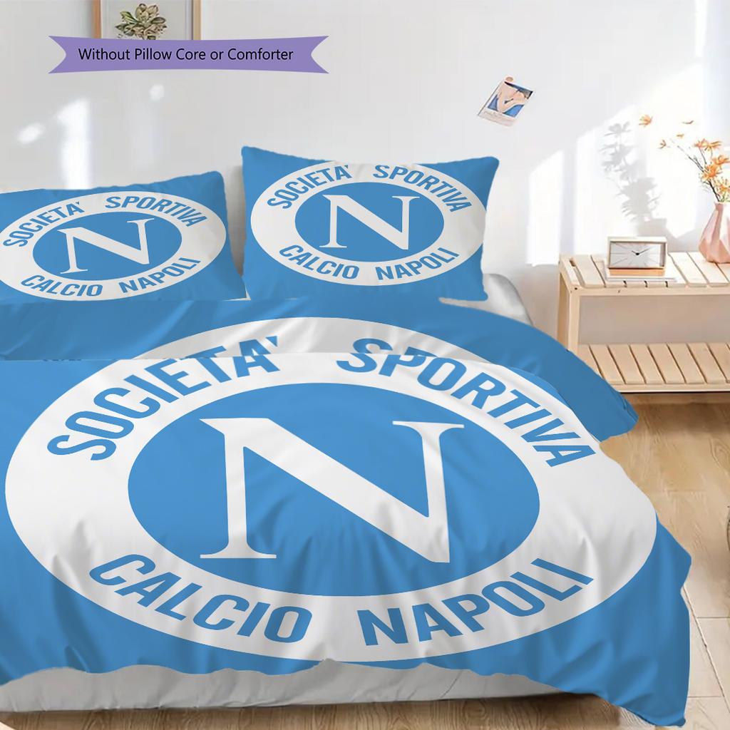 SSC Neapol Vzor Povlečení Sada Prošívaných Dek Quilt Cover Povlak na Polštář Domácí Dekorace Dárek k Narozeninám (1 * povlak na peřinu + 2 * povlak na polštář, bez jádra)