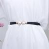 Elegant Vintage Pearl Waist Chain Belts Women's Sweater Jacket Hooks Elastic Slim Fit Leather Belt