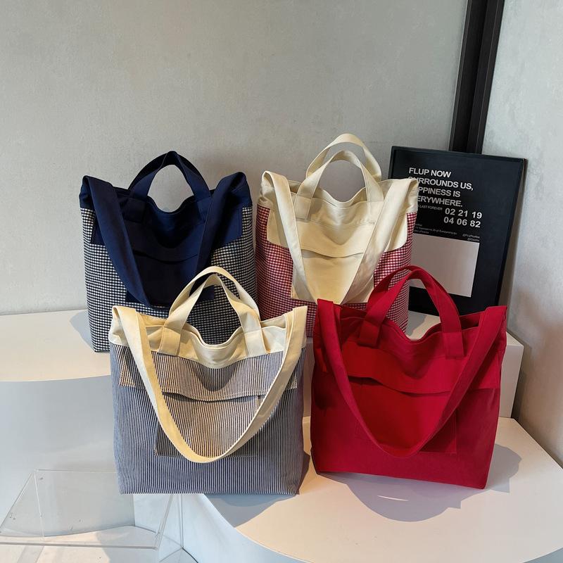 Retro Denim Shoulder Bag Women's 2025 New Large-capacity Handbag Niche Commuter Plaid Tote Bag