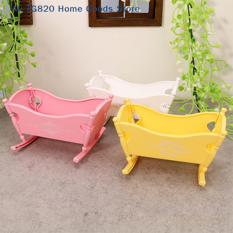 [TG820]1Set 1:12 Dollhouse Miniature Cradle Crib Surround Bed Furniture Bedroom Model Decor Toy Doll House Accessories