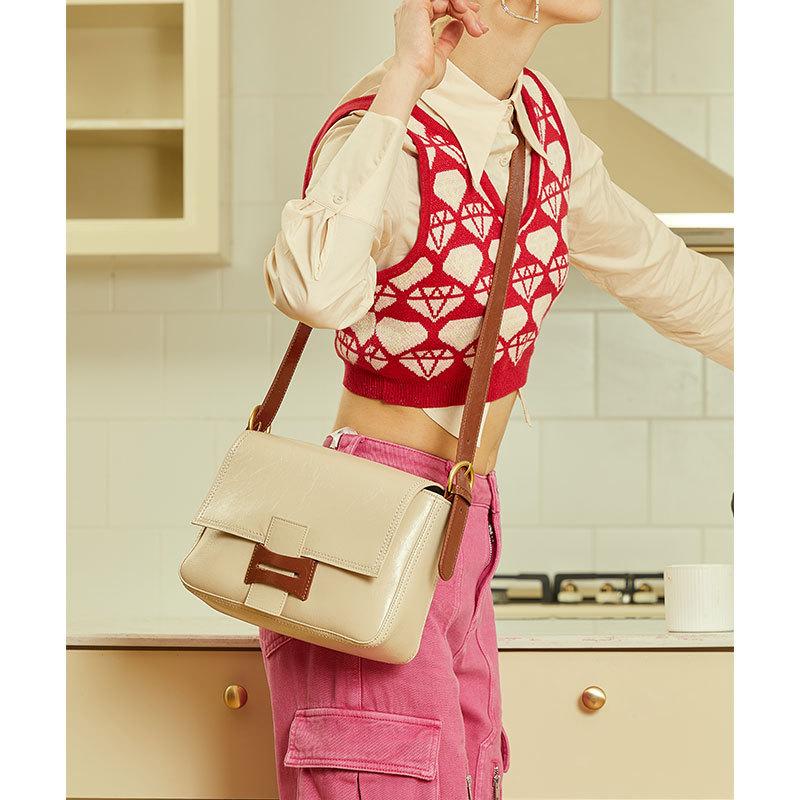 New Fashion Design Tote Bag Soft Leather New Chinese Women's Bag High Grade Genuine Leather One Shoulder Crossbody Small Square Bag
