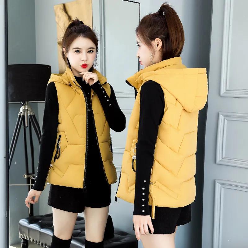Hooded Down Vest Women's Short Korean Style Autumn and Winter Slim Down Vest Vest Thick Jacket