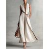 Damen Standkragen Ärmellos Unifarben Kontrastbänder Wickelgürtel Leinenmischung Maxikleid Elegant Pendler Täglich Urlaub Langes Sommerkleid