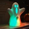 Cute Ghost Statue with Lights Halloween Decorative Light, Spooky LED Table Lamp Ornament, Funny Desktop Decoration Festive Night Light for Bedroom