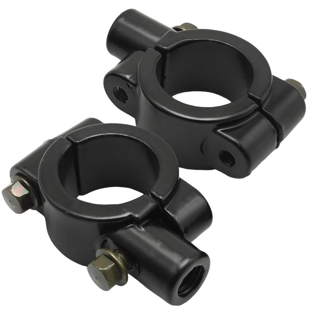 Aynaxcol 1" 25mm Mirror Thread Motorcycle Handlebar 10mm Mirror Thread Mount Holder Clamp Adapter Black