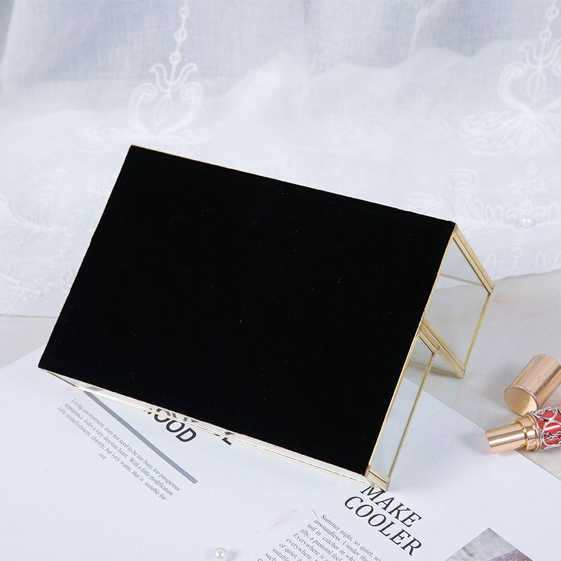 Clear Glass Makeup Organizer Cosmetic Organizer with Golden Covered Edge Jewelry Makeup Container Case Lipstick Organizer