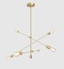 Modern Starburst Brass Chandelier, Handmade Ceiling Pendant Fixture
