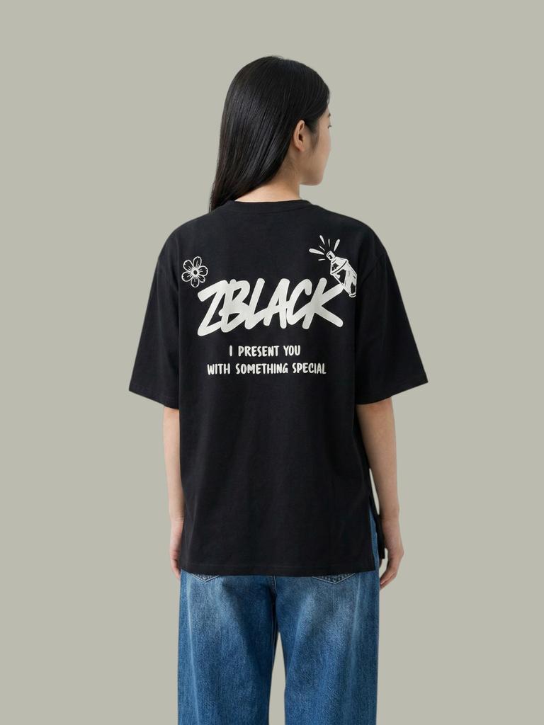 ZBLACK Spray Print Oversized Short Sleeve White