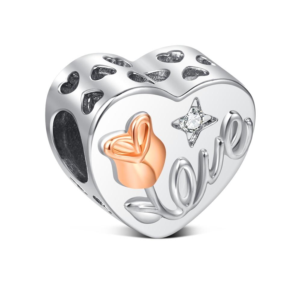 Elegant Rose Charm Fit Bracelet Diy For Women Daily Wear Romantic Fashion Flower Pendant Love Gift Originalcopper Bead