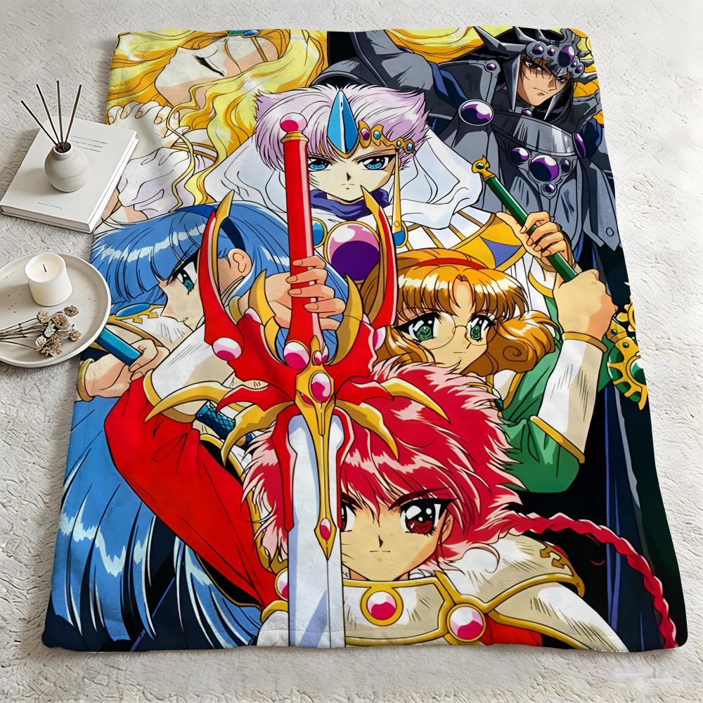 anime M-Magic Knight Rayearth-h Throw Warm Soft Flannel Blanket, Multi-use for Sofa Bed Camping Travel Nap 75cmx90cm